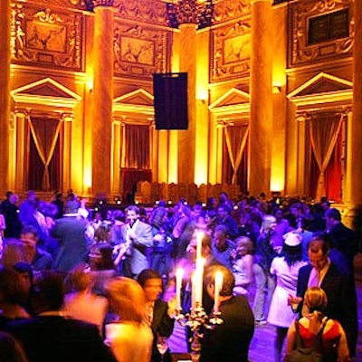 Eerie blue lights illuminated Capitale for the premiere party for The Singing Detective.