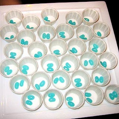 To reference the film's hospital setting, blue jelly beans in small Dixie cups mimicked mini-medicine cups.