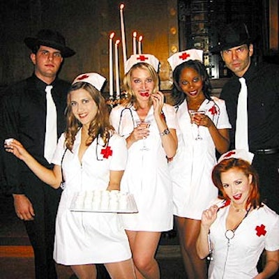 Bartenders dressed in 50's-inspired dark suits, satin ties and fedoras, and sultry, costumed nurses were inspired by the film's offbeat mix of film noir and 1950's Hollywood musical styles and its hospital setting.