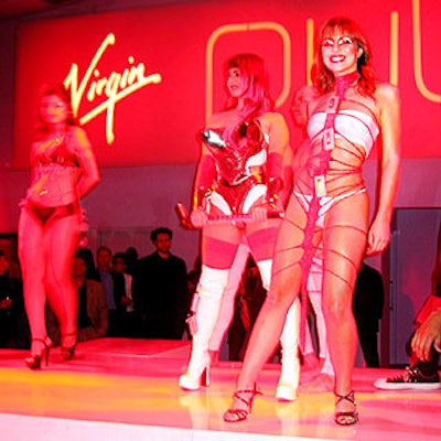 Models wearing the Virgin Pulse products—and little else—paraded down a white runway in the middle of the venue.