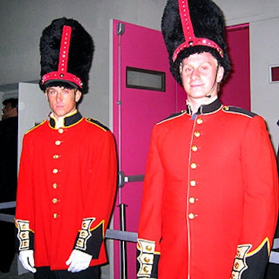 The entrance was flanked by men dressed in beefeater guard uniforms.