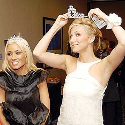 At the G&P Foundation's Angel Ball, Deborah Gibson tried on a tiara by Lourdes in the luxurious gift lounge. (Photo by Patrick McMullan)