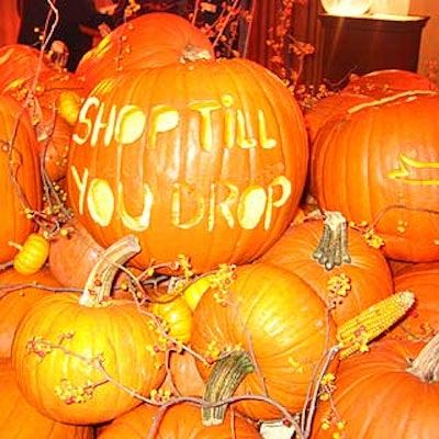 Pumpkins carved with not-so-subliminal messages decorated the silent auction area.