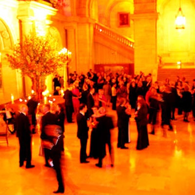 At the New York Public Library's Library Lions benefit, guests had pre-dinner cocktails in Astor Hall.