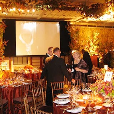 Guests dined in the Celeste Bartos Forum, which David Monn decorated with copious branches and a subtle fragrance.