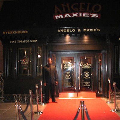 Guests were greeted by a red carpet and velvet ropes outside the opening party at the new Angelo & Maxie’s on Sixth Avenue. The party was organized by Berk Communications. (Photo by Anna Persson for BiZBash)