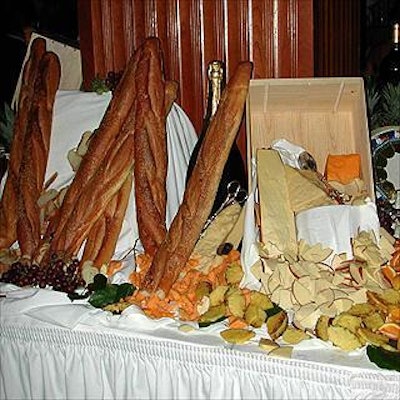 A table of breads, cheese and fruit was stationed near the bar at the new Angelo & Maxie's. (Photo by Anna Persson for BiZBash)