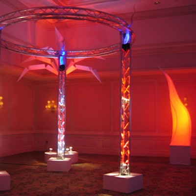 Lighted metal scaffoldings served as decor for the entryway to the room at Turnberry Isle & Resort.