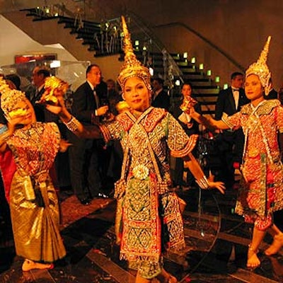 Thai dancers entertained guests in front of the hotel's grand staircase.