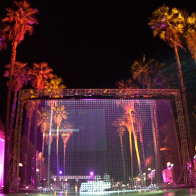 Colorful images were projected onto a watersceen sitting in the pool.