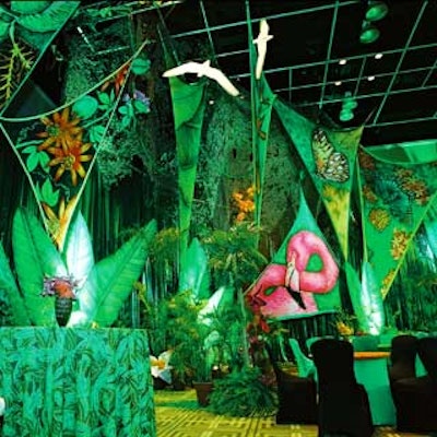 Plush green decor offered a tropical jungle feeling to the Treetop ballroom.