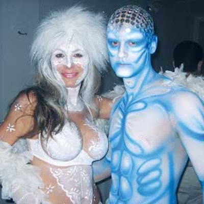 Performers wore only body paint as costumes at the Cirque Du Soleil opening night party.