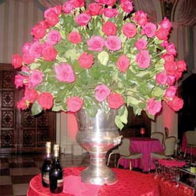 Mammoth rose arrangements decorated the bar area.