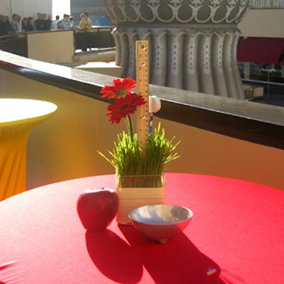Caravents designed bright centerpieces that included school supplies to incorporate the film's grade-school theme.