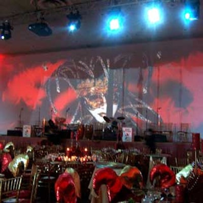Large video projections around the room served as Venetian themed decor.