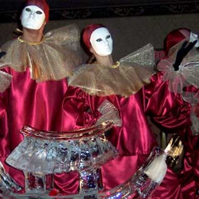 Mimes performed for guests around the hors d'oeuvres tables.