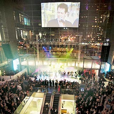 At the Time Warner Center opening, singer Marc Anthony performed on a stage built by Broad Street inside the building's 150-foot-high Great Room. Cirque du Soleil, Jewel and the Jazz at Lincoln Center orchestra also performed.