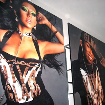 Giant posters of the five new spokesmodels hung in the back of the Ace Gallery for the M.A.C. Viva Glam launch party.