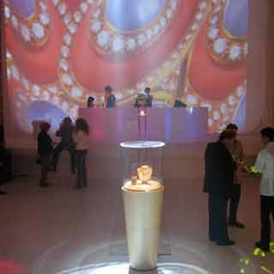 Dramatic projections served as a backdrop, enhancing the showcased Bulgari items.