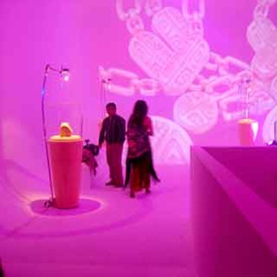 Projections converted blank walls into a world of color and images at Bulgari's promotional party.