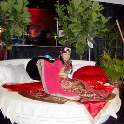 A plush, round bed served as part of the decor in the Moroccan area.