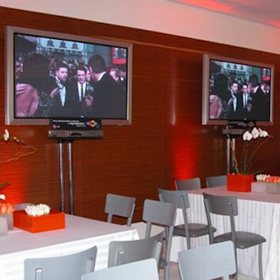 Party co-sponsor LG supplied 24 high-definition flat-screen televisions to view the awards presentation and highlights from the show following the ceremony.