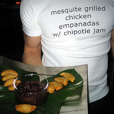Match Catering and Eventstyles servers wore T-shirts that identified the food on their trays—and impressed the seen-it-all guests.