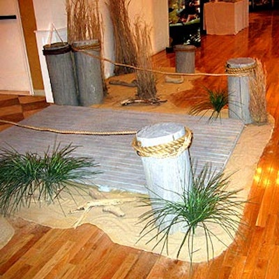 Guests entered the pre-breakfast reception space on American Foliage and Design's wooden pier.