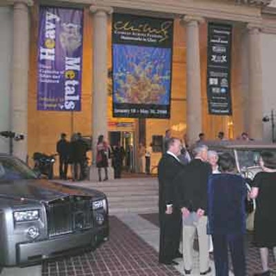 The entrance to the Museum of Fine Arts was flanked by Rolls Royce and Bentley automobiles to commemorate the carmaker's 100-year anniversary.
