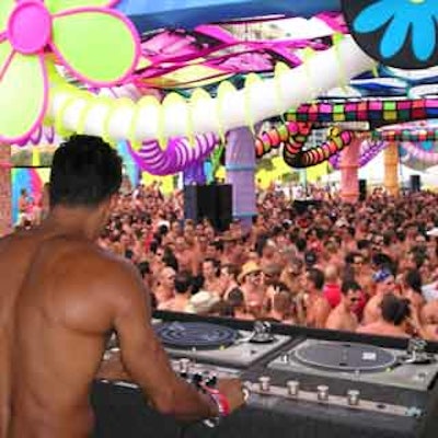 DJ Manny Lehman spun tunes for more than 5,000 revelers at the Beach Party during Winter Party week in Miami.