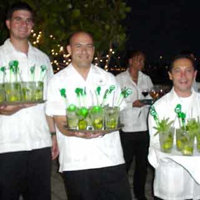 The bar staff at Bongos Cuban Cafe served guests glowing green mojitos.
