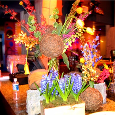 Steven Bruce Design's spring flower arrangements included hyacinths, tulips and Easter lilies.