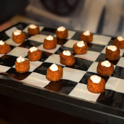 Checkered trays complemented the theme in the 'Racing Pit' area.