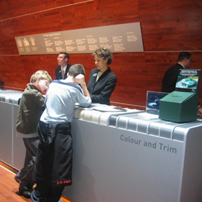 Jaguar made clever use of space by covering its countertop with strips of color samples.