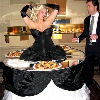 The performer known as the World Famous Bob posed as La Dolce Vita's Anita Ekberg in the center of Screaming Queens' strolling dessert table.