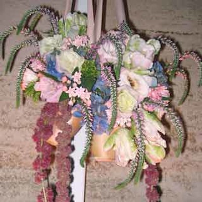 Florals were arranged and hung in ballet slippers.