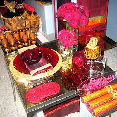 Cowie showcased home accessories including votives and coasters in Indian-inspired colors.