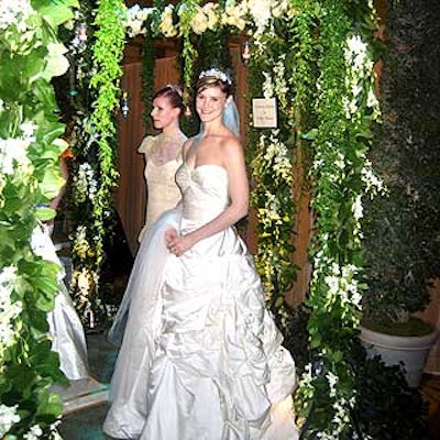 Philip Baloun's overflowing floral chuppah served as the centerpiece for a mock wedding ceremony.