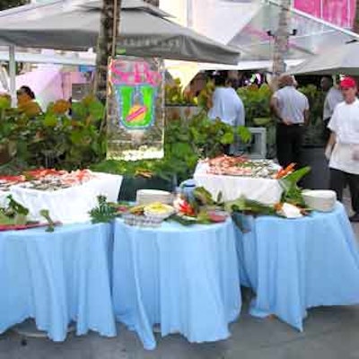 The raw bar featured fresh seafood and an ice sculpture branded with the SoBe U logo.