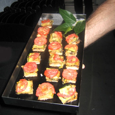 Waiters passed Joseph Cady Events' grilled vegetable focaccia during the cocktail hour.