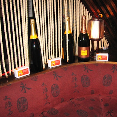 Bottles of the Rosé Reserve 1985 lined the edge of the banquettes.