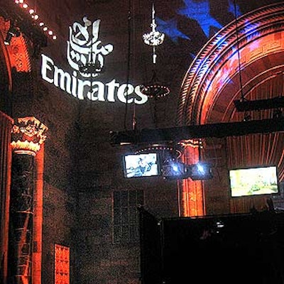 Scharff Weisberg projected the Emirates logo on the walls and hung a series of plasma screens at different heights.
