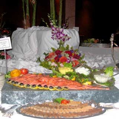 Guests were treated to salmon, sushi and other finger foods before heading into the main room for dinner.