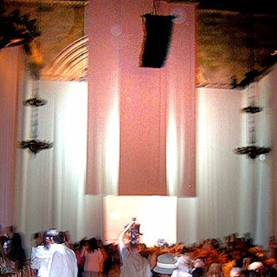 The drapes were hoisted up once the show finished to give guests more room for the after-party.