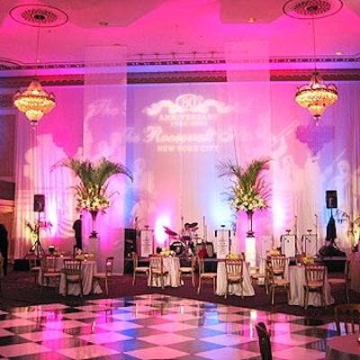 At the Roosevelt Hotel's 80th anniversary party, Design Fusion created a black, white and silver Art Deco look accented with magenta lighting.
