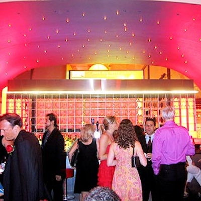 In the cocktail area, a structure over the bar mimicked a starlit sky with pinhole-sized lights.