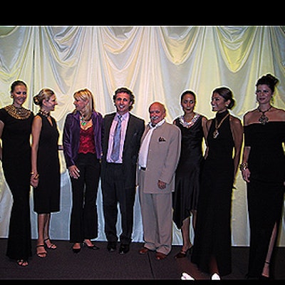 Nadja Swarovski of Swarovski; Richard Madley, president of Christie's East; and jewelry designer Robert Goossens posed with models from Ford Models wearing some of Goossens' work.
