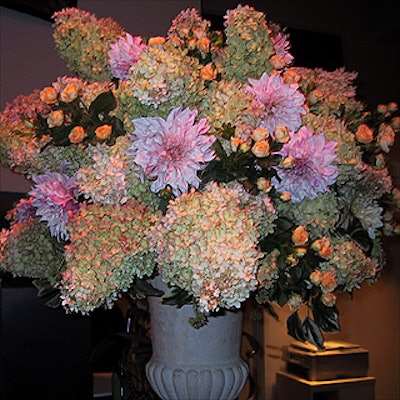 Guests entering Christie's East found a large bouquet of flowers from Ron Wendt Designs.