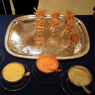 Sonnier & Castle presented tables with various kinds of food throughout the Saks Fifth Avenue store. One highlight: a table with Belgian frites and various sauces.