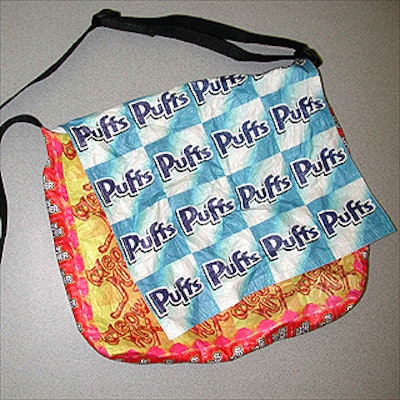 Target's Pop Art-style gift bag was filled with Target products including Bounce and Puffs, as well as a vest.